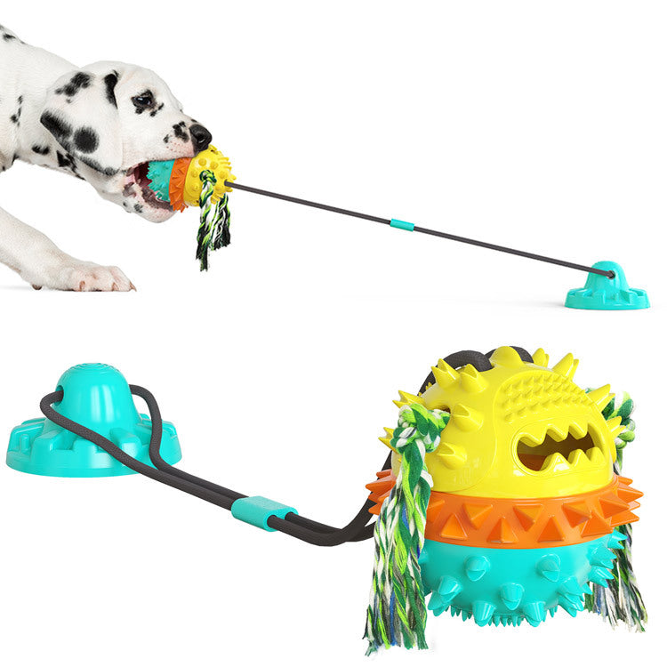 Pet Supplies Manufacturer Wholesale Company New Hot Amazon Dog Sound Leaking Food Toy Suction Cup Pull Rope Ball