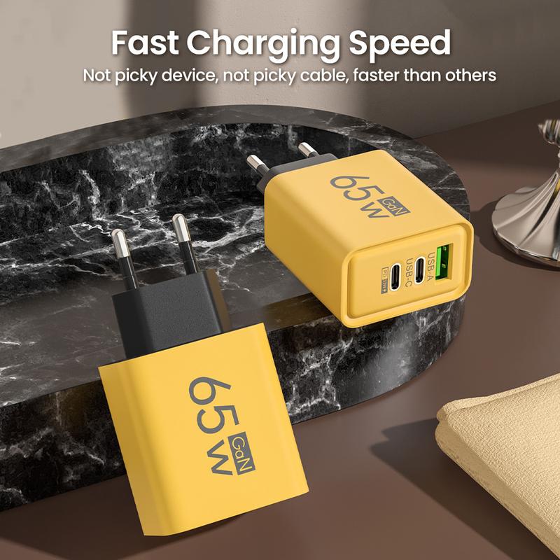 Elough Charger 65W multi port plug USB port charger QC3.0 fast charging suitable for Apple 15, Huawei, Samsung, Xiaomi phone charging head Cellphone Smartphone
