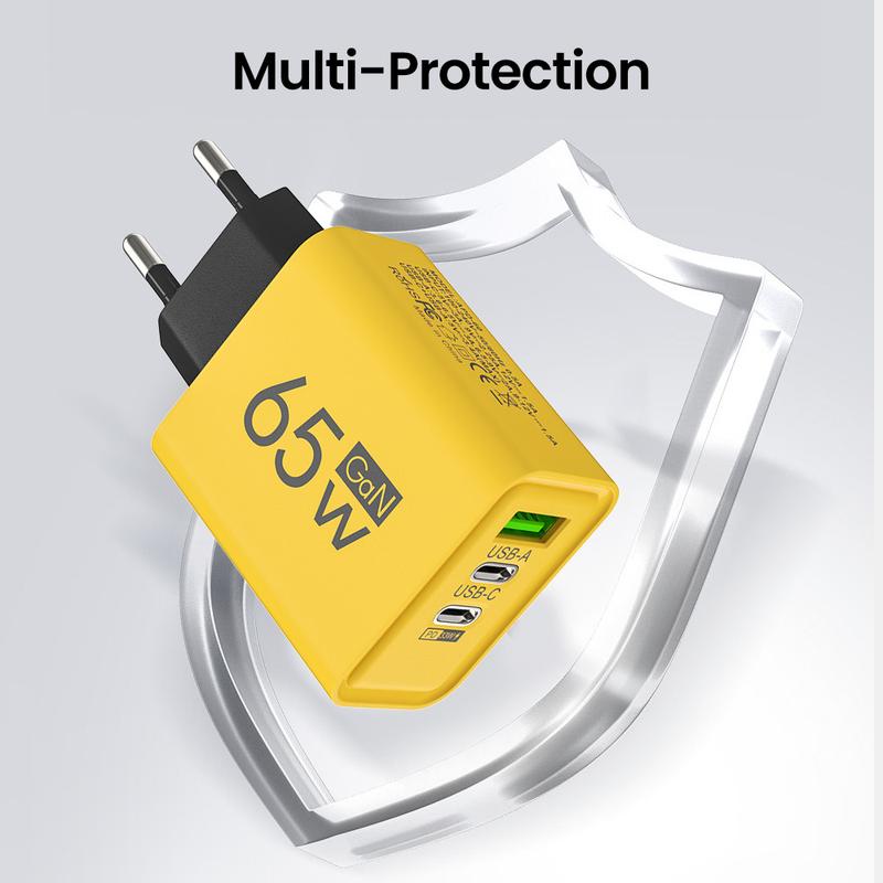 Elough Charger 65W multi port plug USB port charger QC3.0 fast charging suitable for Apple 15, Huawei, Samsung, Xiaomi phone charging head Cellphone Smartphone