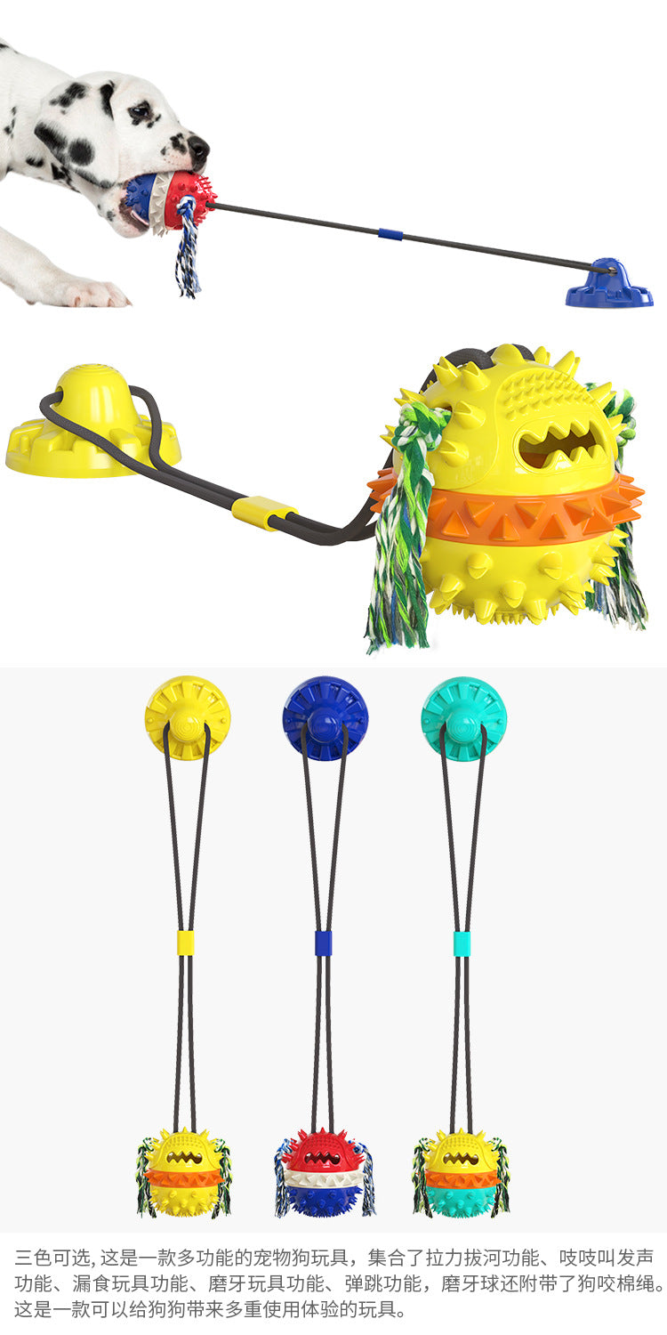 Pet Supplies Manufacturer Wholesale Company New Hot Amazon Dog Sound Leaking Food Toy Suction Cup Pull Rope Ball