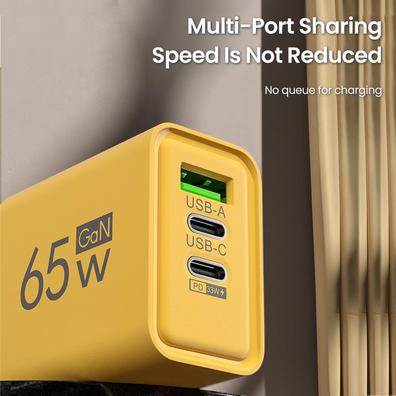 Elough Charger 65W multi port plug USB port charger QC3.0 fast charging suitable for Apple 15, Huawei, Samsung, Xiaomi phone charging head Cellphone Smartphone