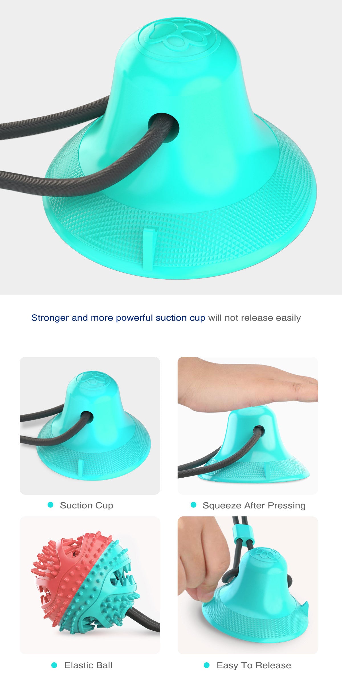 Pet Supplies Manufacturer Wholesale Company New Hot Amazon Dog Sound Leaking Food Toy Suction Cup Pull Rope Ball