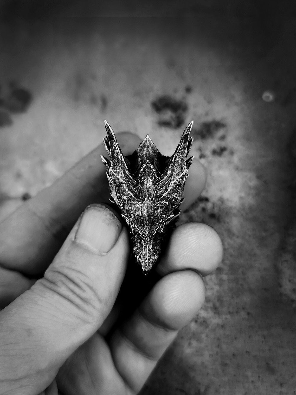 Original Handmade Men's Ring Monster Hunter Steel Dragon Silver Plated Moonstone Movable Niche Design High-end Jewelry