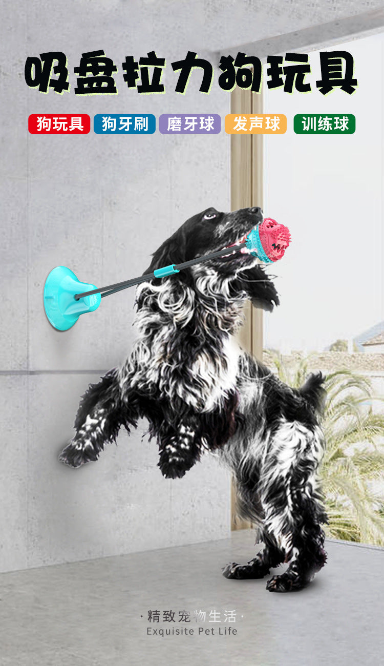 Pet Supplies Manufacturer Wholesale Company New Hot Amazon Dog Sound Leaking Food Toy Suction Cup Pull Rope Ball
