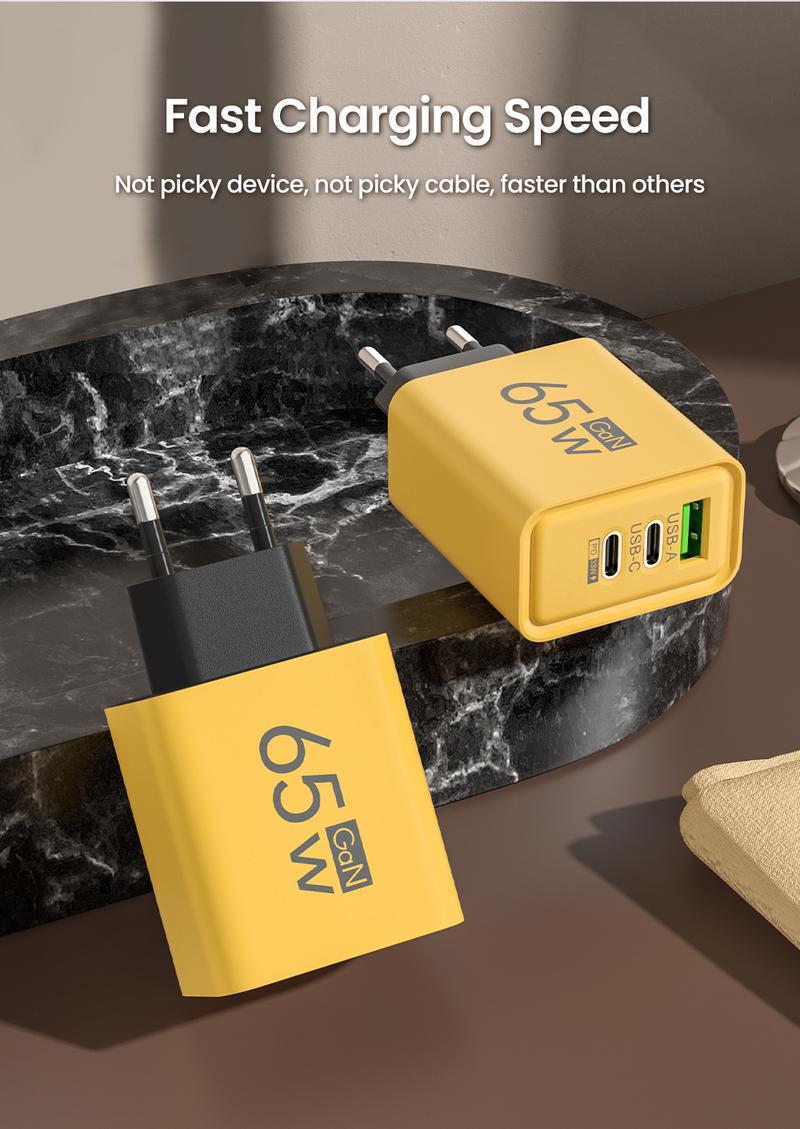 Elough Charger 65W multi port plug USB port charger QC3.0 fast charging suitable for Apple 15, Huawei, Samsung, Xiaomi phone charging head Cellphone Smartphone