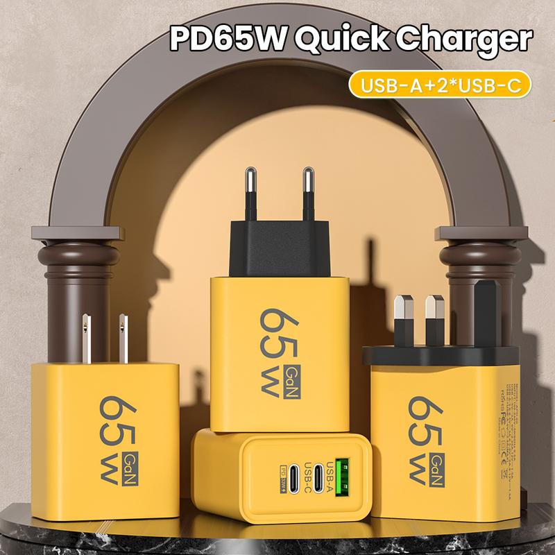 Elough Charger 65W multi port plug USB port charger QC3.0 fast charging suitable for Apple 15, Huawei, Samsung, Xiaomi phone charging head Cellphone Smartphone