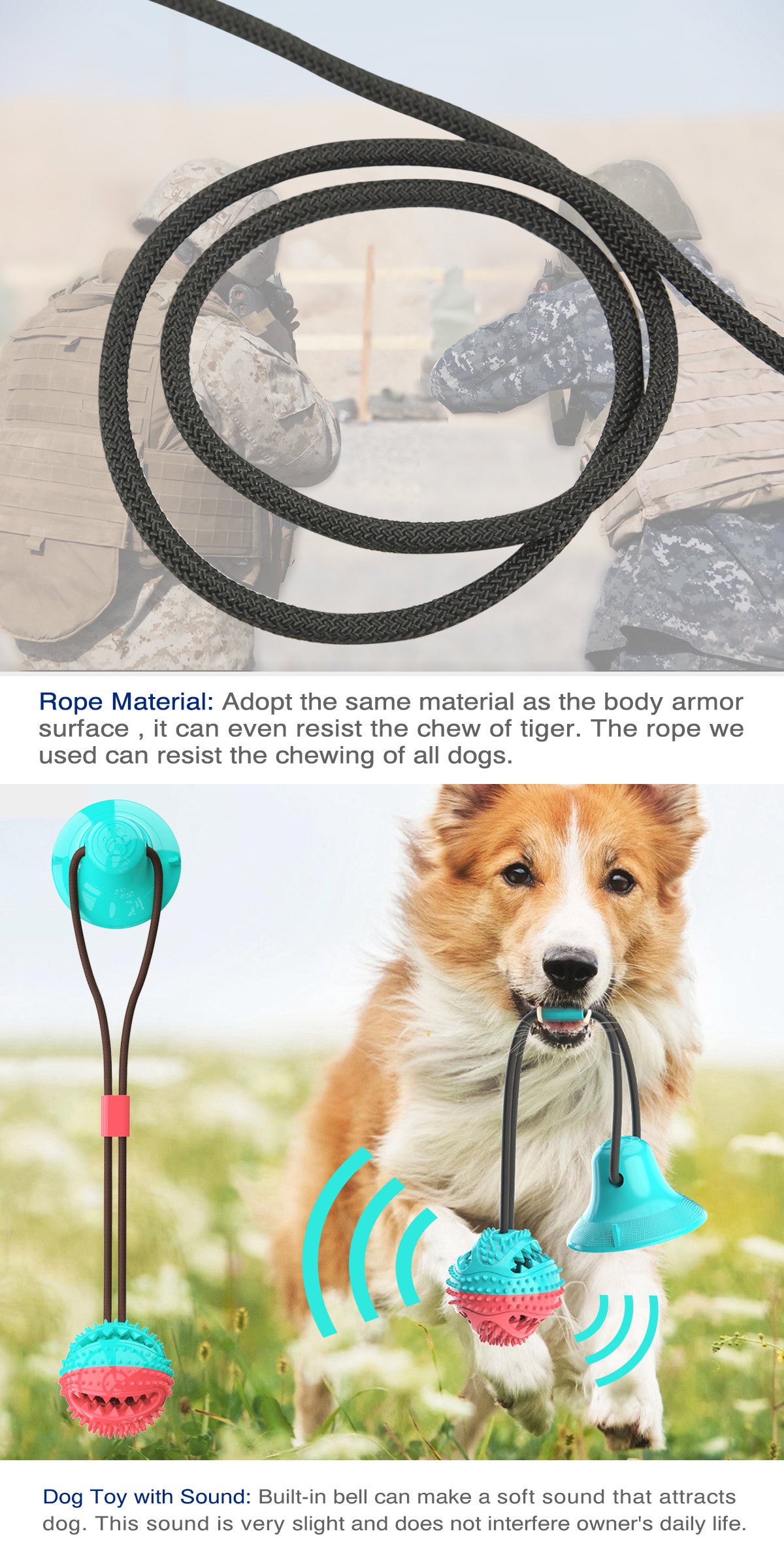 Pet Supplies Manufacturer Wholesale Company New Hot Amazon Dog Sound Leaking Food Toy Suction Cup Pull Rope Ball