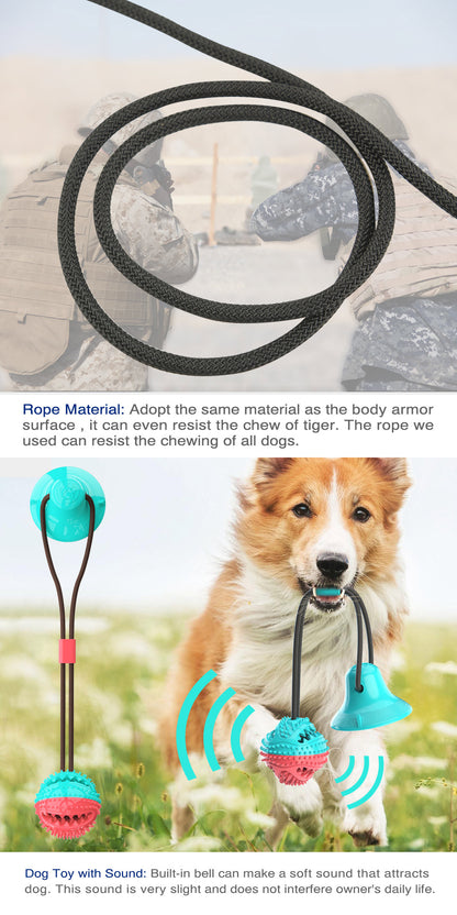 Pet Supplies Manufacturer Wholesale Company New Hot Amazon Dog Sound Leaking Food Toy Suction Cup Pull Rope Ball