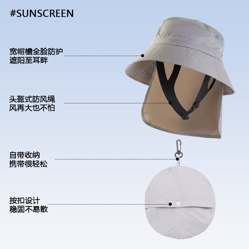 Sun Protection Surfing Hat Summer Men Outdoor Hiking Fishing Fisherman Hat Breathable Quick-Dry Sun Hat UV Protection Hat