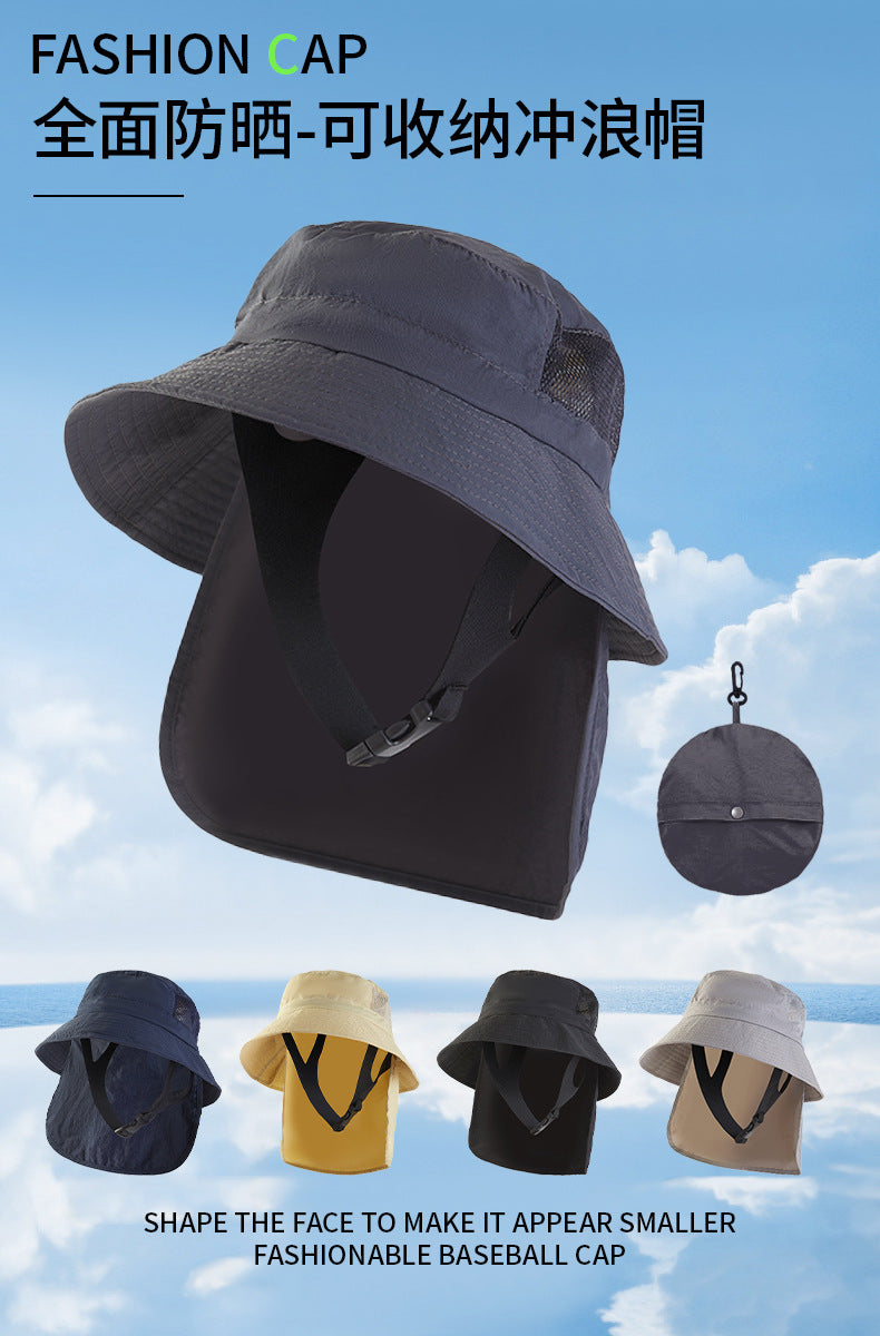 Sun Protection Surfing Hat Summer Men Outdoor Hiking Fishing Fisherman Hat Breathable Quick-Dry Sun Hat UV Protection Hat