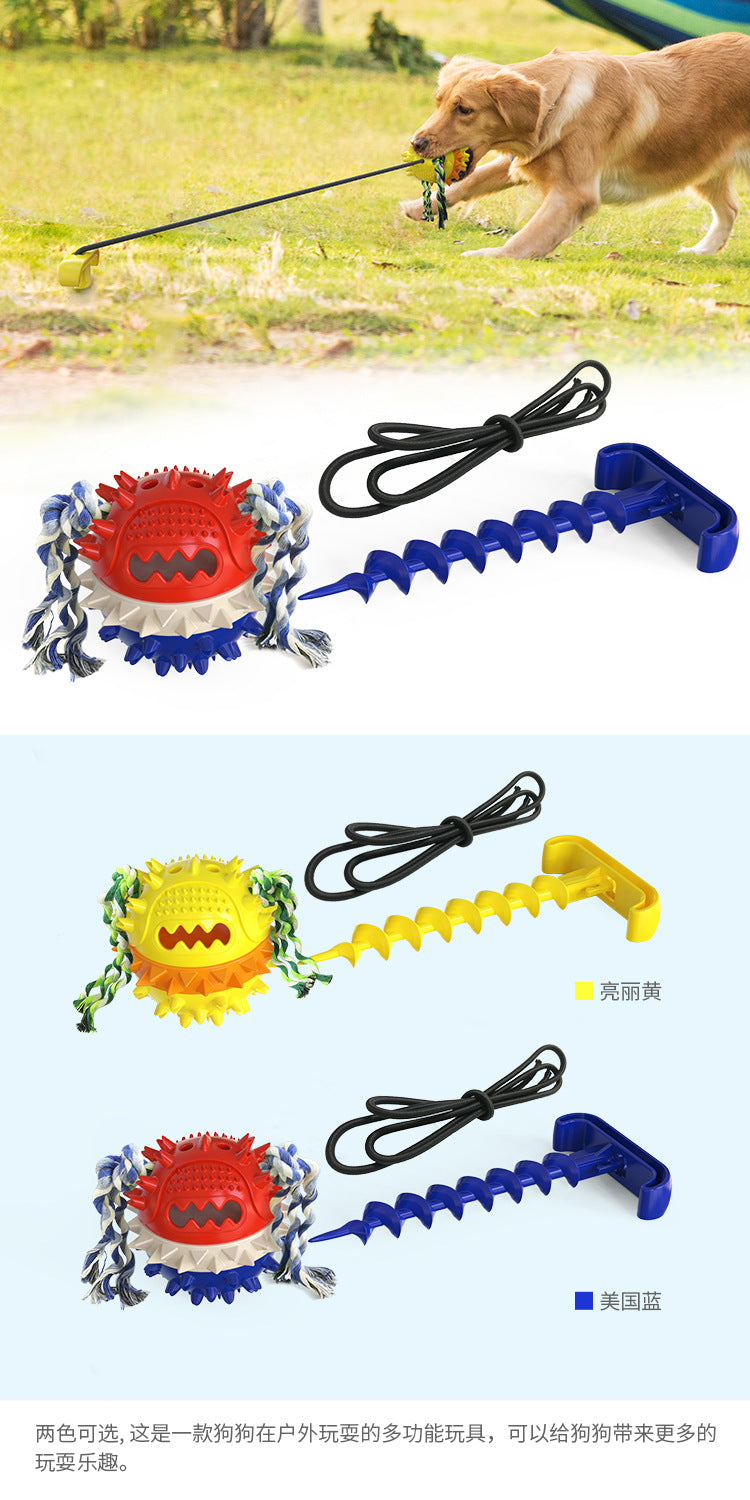 Pet Supplies Manufacturer Wholesale Company New Hot Amazon Dog Sound Leaking Food Toy Suction Cup Pull Rope Ball
