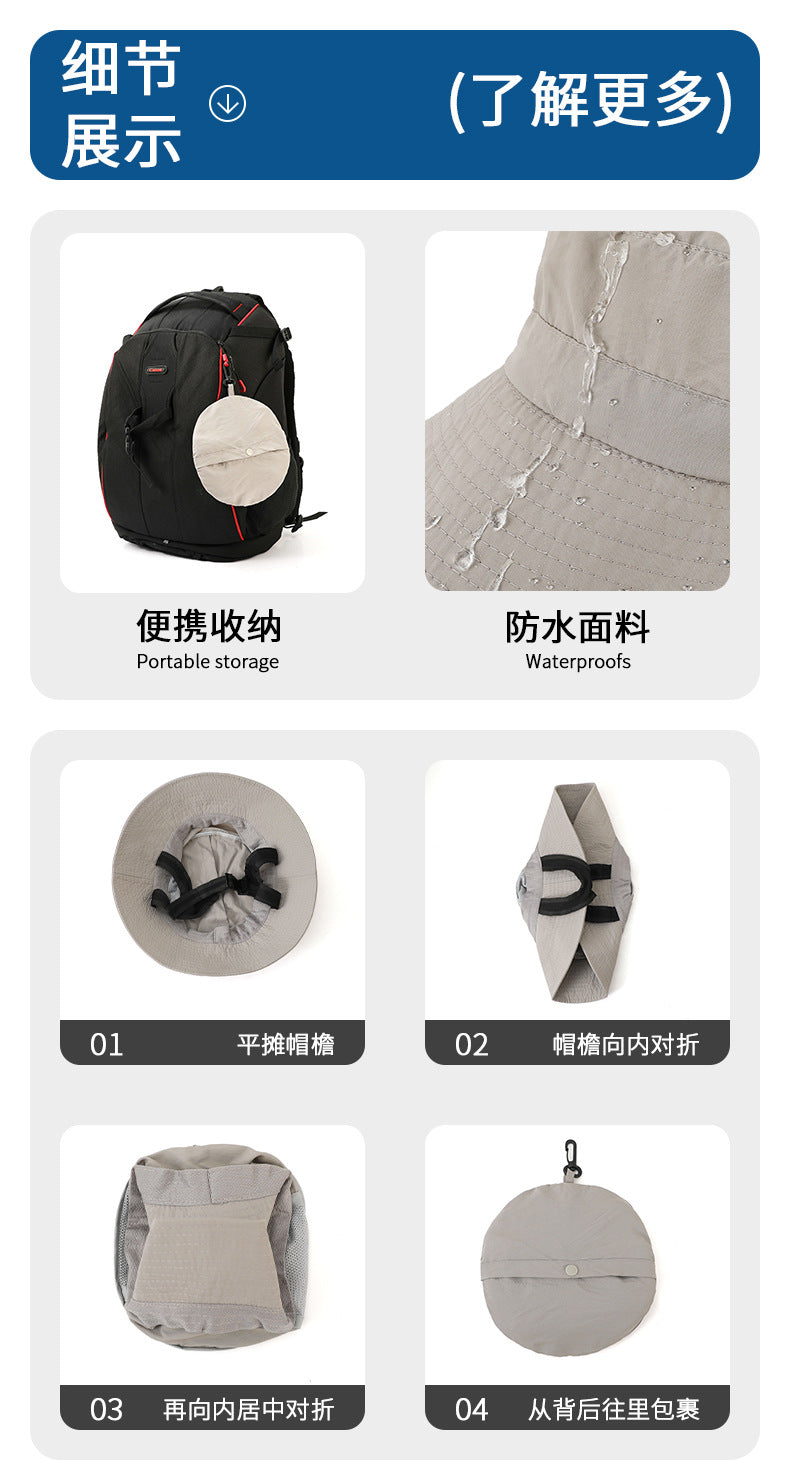 Sun Protection Surfing Hat Summer Men Outdoor Hiking Fishing Fisherman Hat Breathable Quick-Dry Sun Hat UV Protection Hat