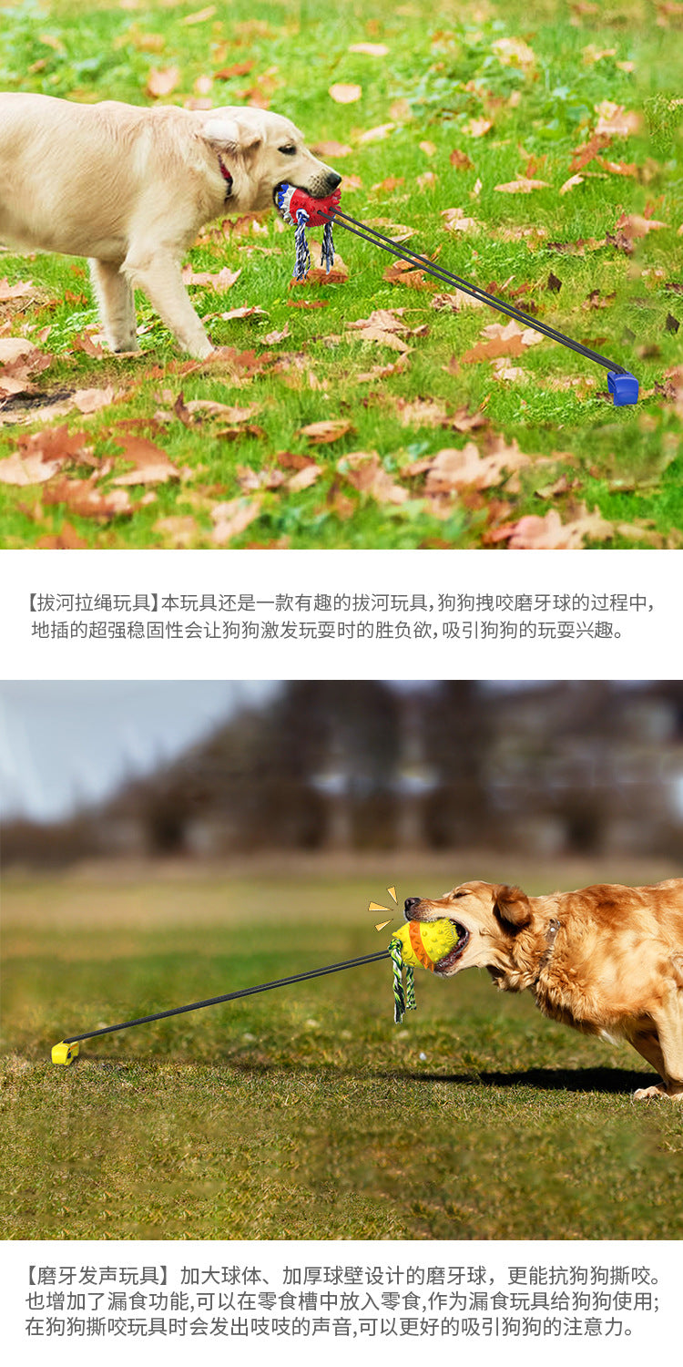 Pet Supplies Manufacturer Wholesale Company New Hot Amazon Dog Sound Leaking Food Toy Suction Cup Pull Rope Ball