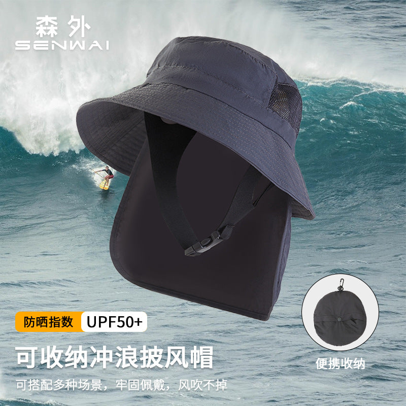 Sun Protection Surfing Hat Summer Men Outdoor Hiking Fishing Fisherman Hat Breathable Quick-Dry Sun Hat UV Protection Hat