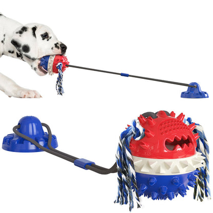 Pet Supplies Manufacturer Wholesale Company New Hot Amazon Dog Sound Leaking Food Toy Suction Cup Pull Rope Ball