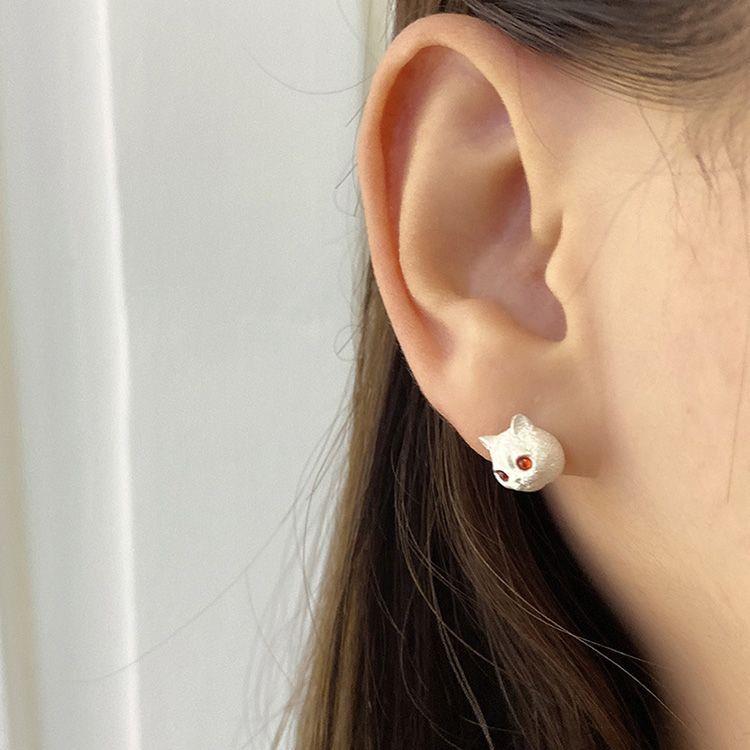 Original Handmade Cat Earrings Cat and Fish Ear Accessories for Men and Women Cute Unique Personality European and American Niche Style Hip-Hop Earrings