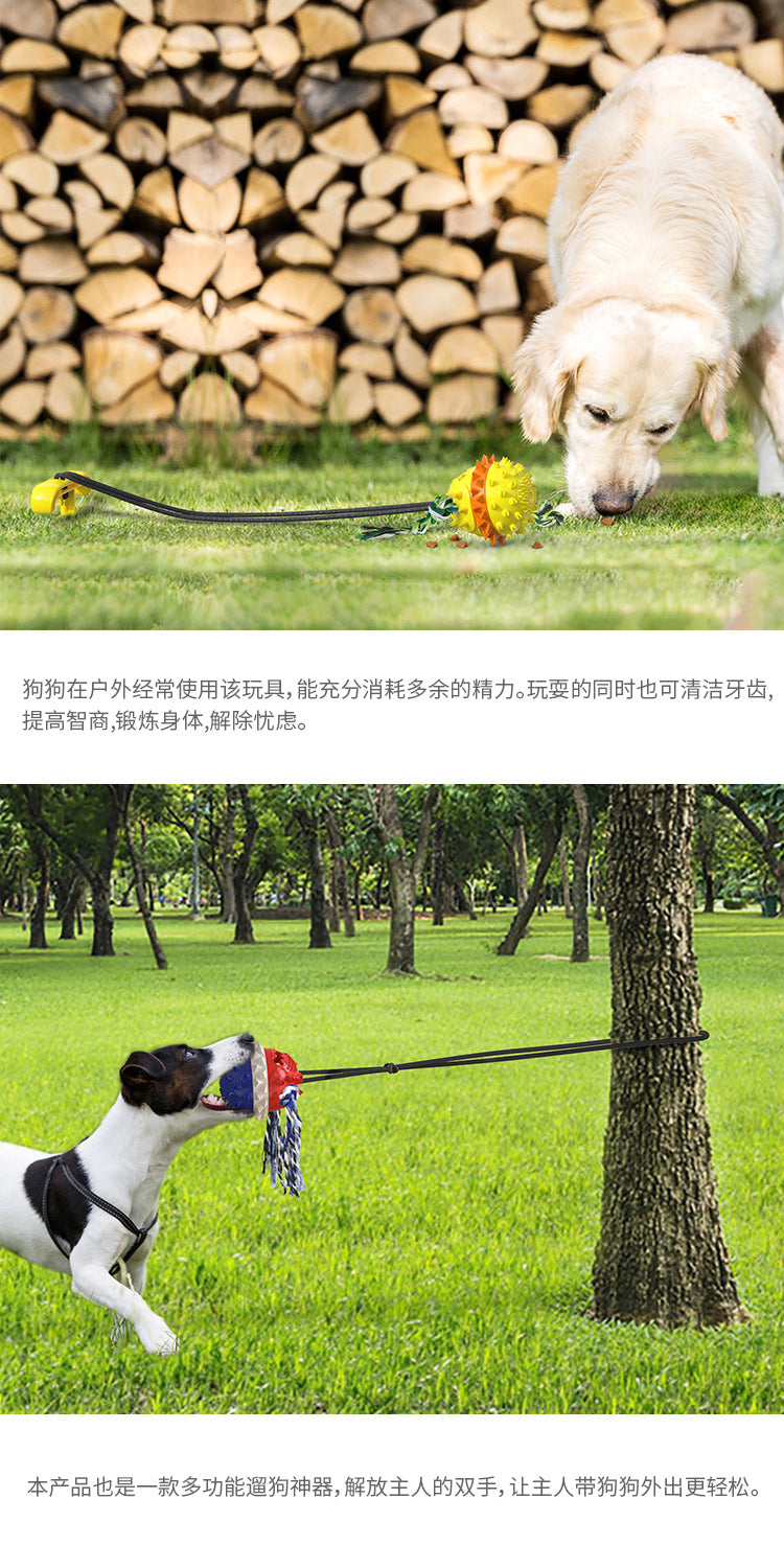 Pet Supplies Manufacturer Wholesale Company New Hot Amazon Dog Sound Leaking Food Toy Suction Cup Pull Rope Ball
