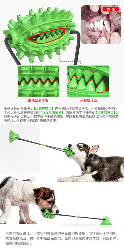 Pet Supplies Manufacturer Wholesale Company New Hot Amazon Dog Sound Leaking Food Toy Suction Cup Pull Rope Ball