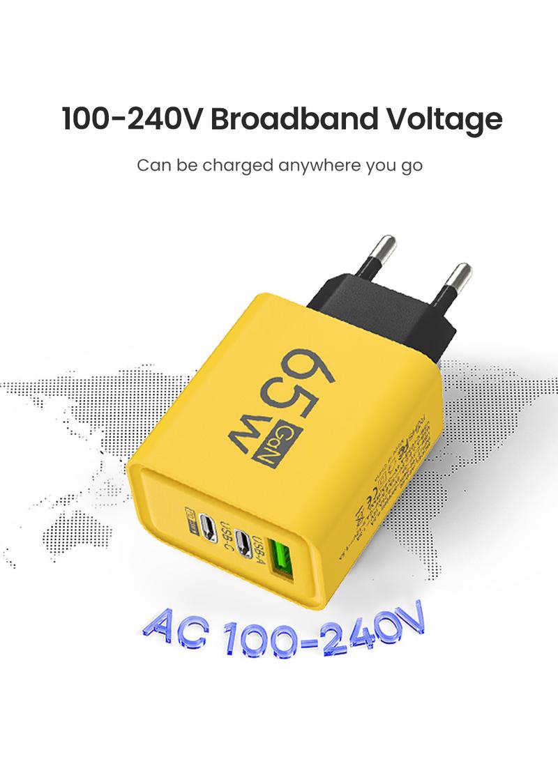 Elough Charger 65W multi port plug USB port charger QC3.0 fast charging suitable for Apple 15, Huawei, Samsung, Xiaomi phone charging head Cellphone Smartphone